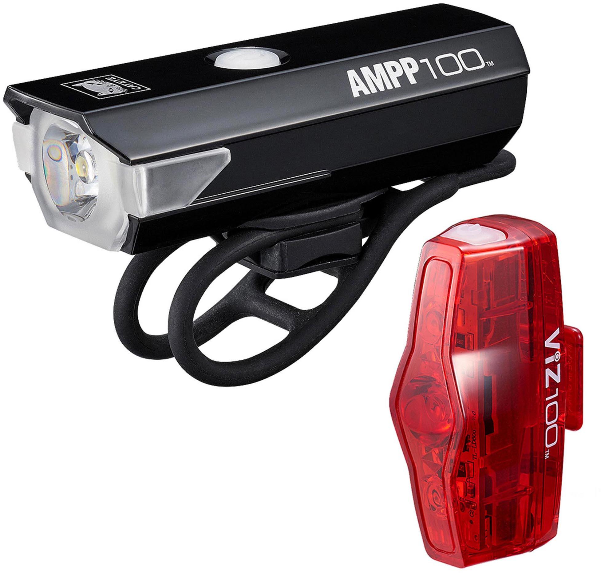 Cateye AMPP 100 / VIZ 100 Bike Light Set Halfords UK