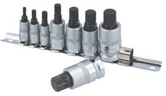 Laser Spline Socket Bit Set 1/4"D, 3/8"D, & 1/2"D 8pc