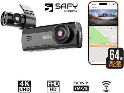 BlackVue SAFY9 2CH – 4K/FHD HDR Front & Rear Dash Cam with 64GB MicroSD Card