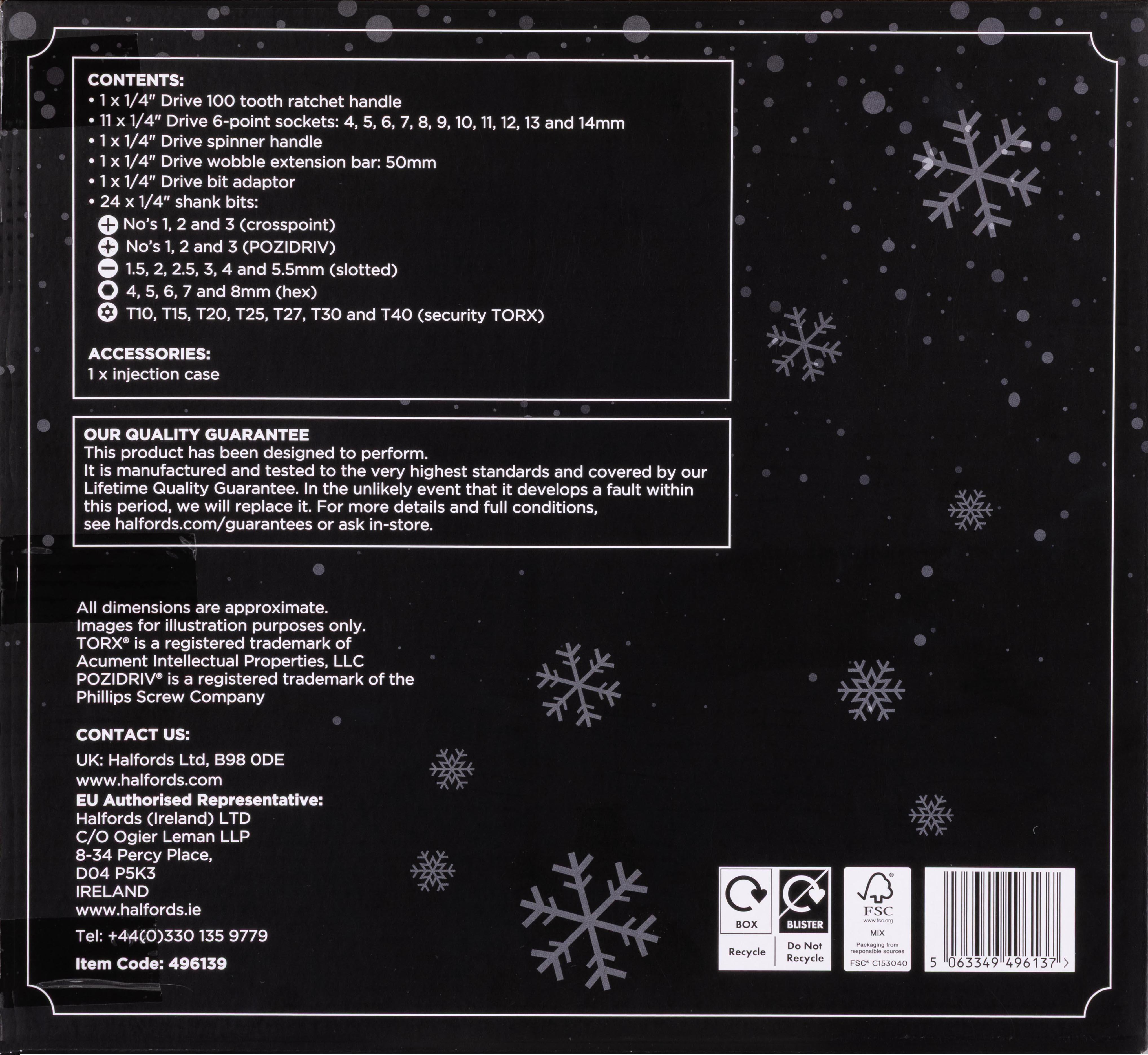 Halfords Advanced 40 Piece Advent Calendar 2026 - 1/4" Drive Socket Set