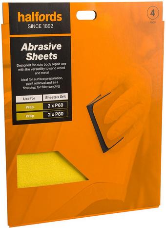 Halfords Aluminium Oxide Car Body Repair Preparation Pack - P60 & P80