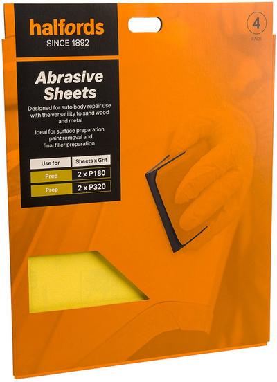 Halfords Aluminium Oxide Car Body Repair Preparation Pack - P180 & P320 Halfords Aluminium Oxide Car Body Repair Preparation Pack - P180 & P320
