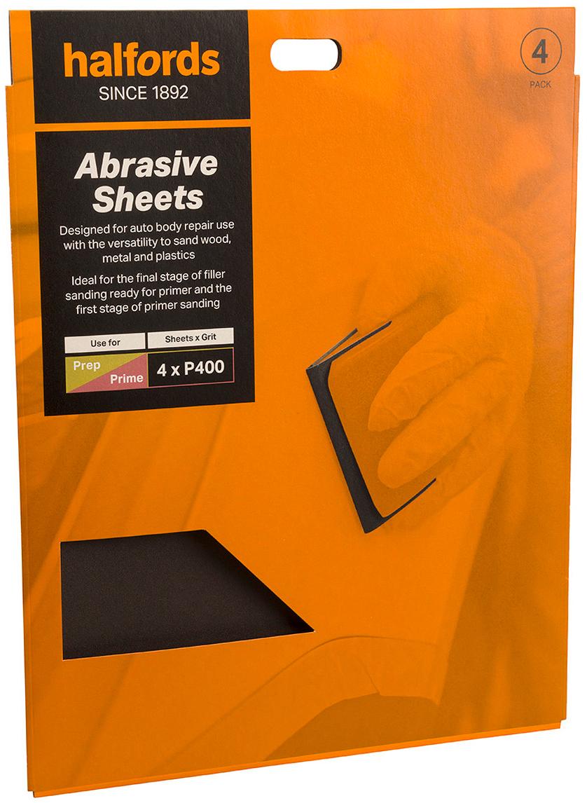 Halfords Wet & Dry 400 Grit Sandpaper X4