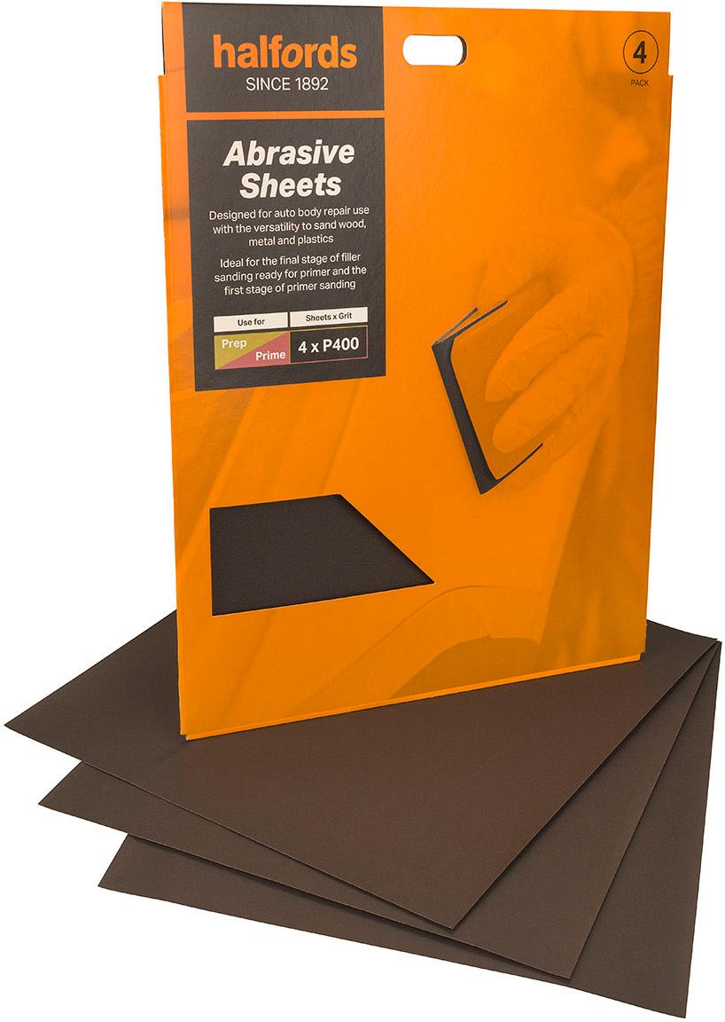 Halfords Wet & Dry 400 Grit Sandpaper x4