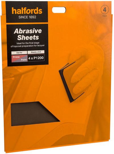 Halfords Wet & Dry 1200 Grit Sandpaper x4 Halfords Wet & Dry 1200 Grit Sandpaper x4