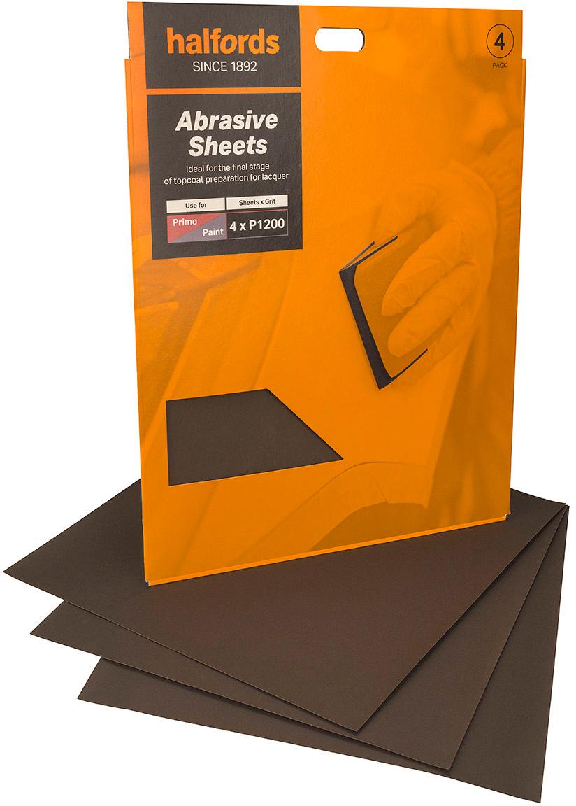 Halfords Wet & Dry 1200 Grit Sandpaper x4