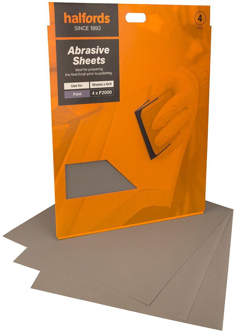 Halfords Wet & Dry 2000 Grit Sandpaper x4