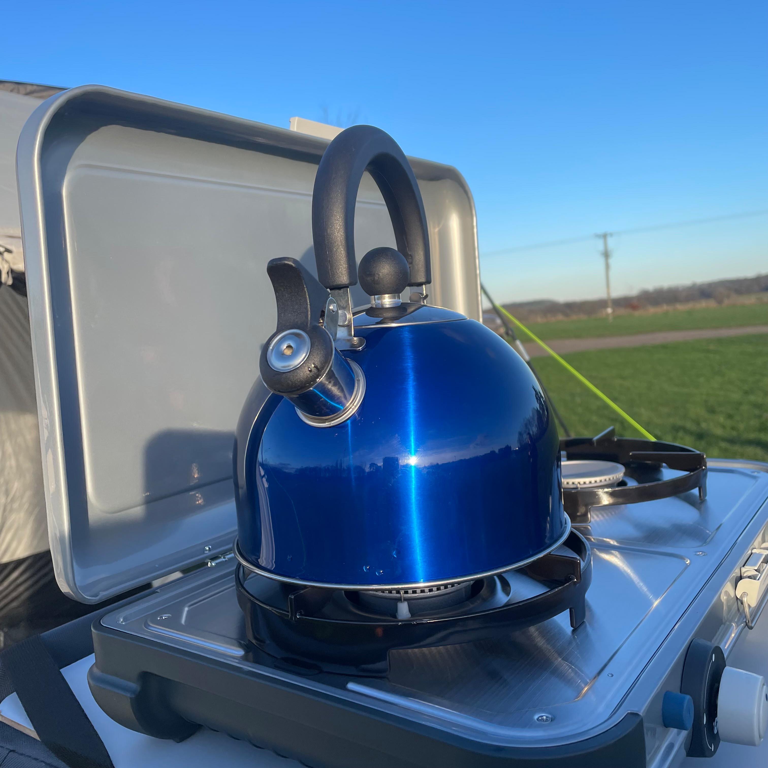 Olpro 2 Litre Stainless Steel Whistling Kettle   Blue