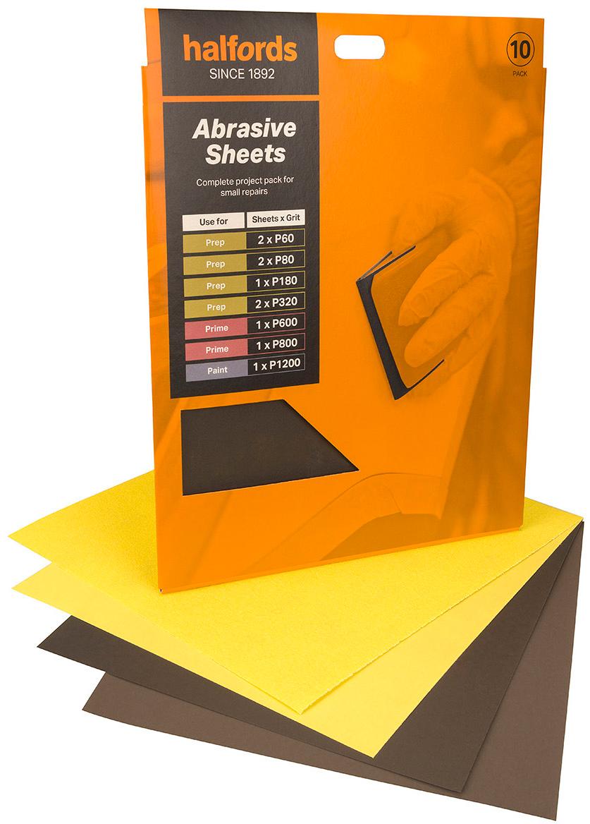 Halfords Car Body Repair Multi Grit Project Pack - 10 Sheets