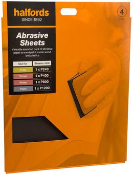 Halfords Assorted Wet Dry Sanding Paper 4 Sheets Halfords UK