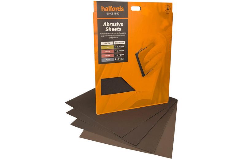 Halfords Assorted Wet & Dry Sanding Paper - 4 Sheets Halfords Assorted Wet & Dry Sanding Paper - 4 Sheets