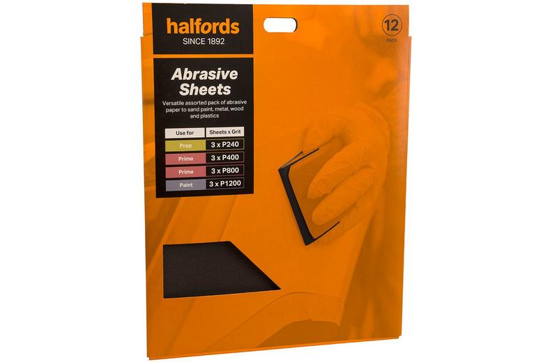 Halfords Assorted Wet & Dry Sanding Paper - 12 Sheets Halfords Assorted Wet & Dry Sanding Paper - 12 Sheets