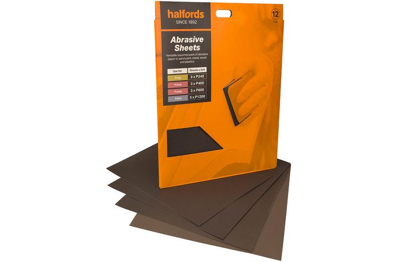 Halfords Assorted Wet & Dry Sanding Paper - 12 Sheets Halfords Assorted Wet & Dry Sanding Paper - 12 Sheets