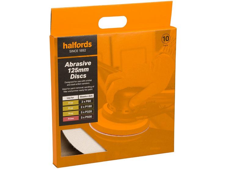 Halfords 125mm Assorted Sanding Discs x10
