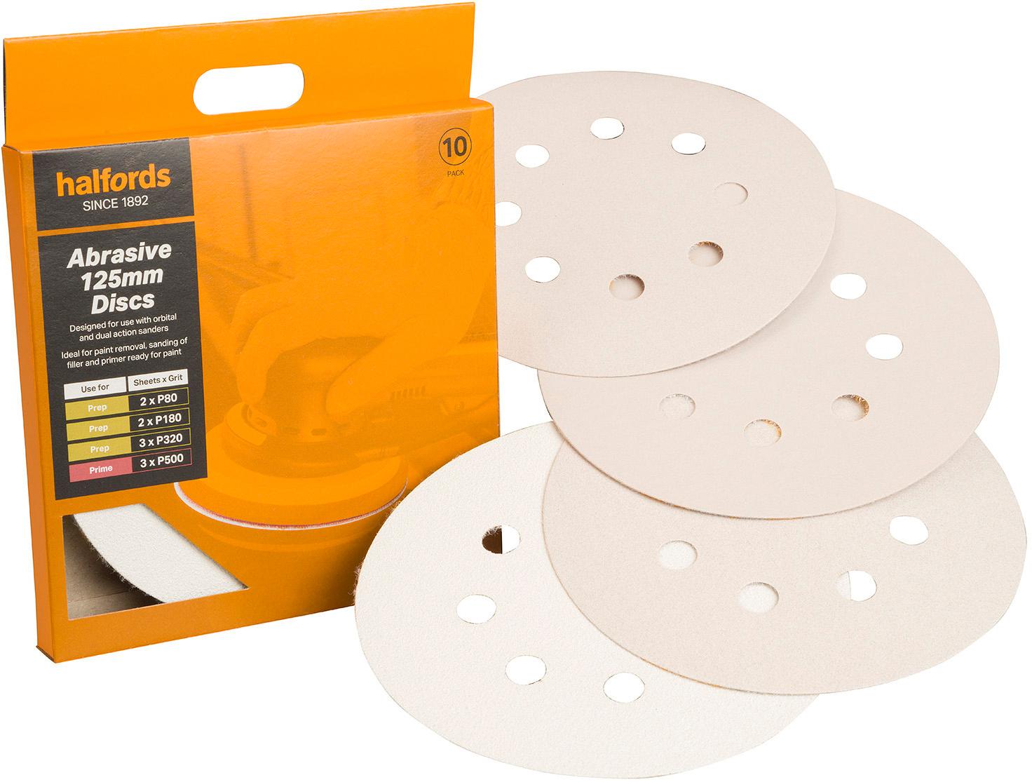 Halfords 125mm Assorted Sanding Discs x10