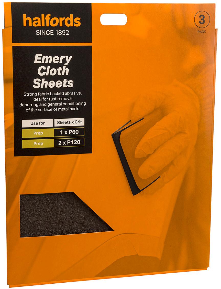 Halfords Emery Cloth Sheets X3