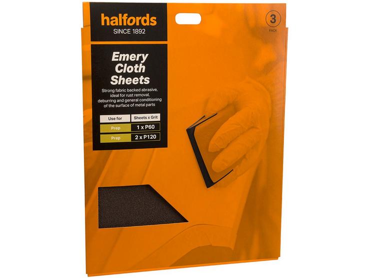 Halfords Emery Cloth Sheets x3
