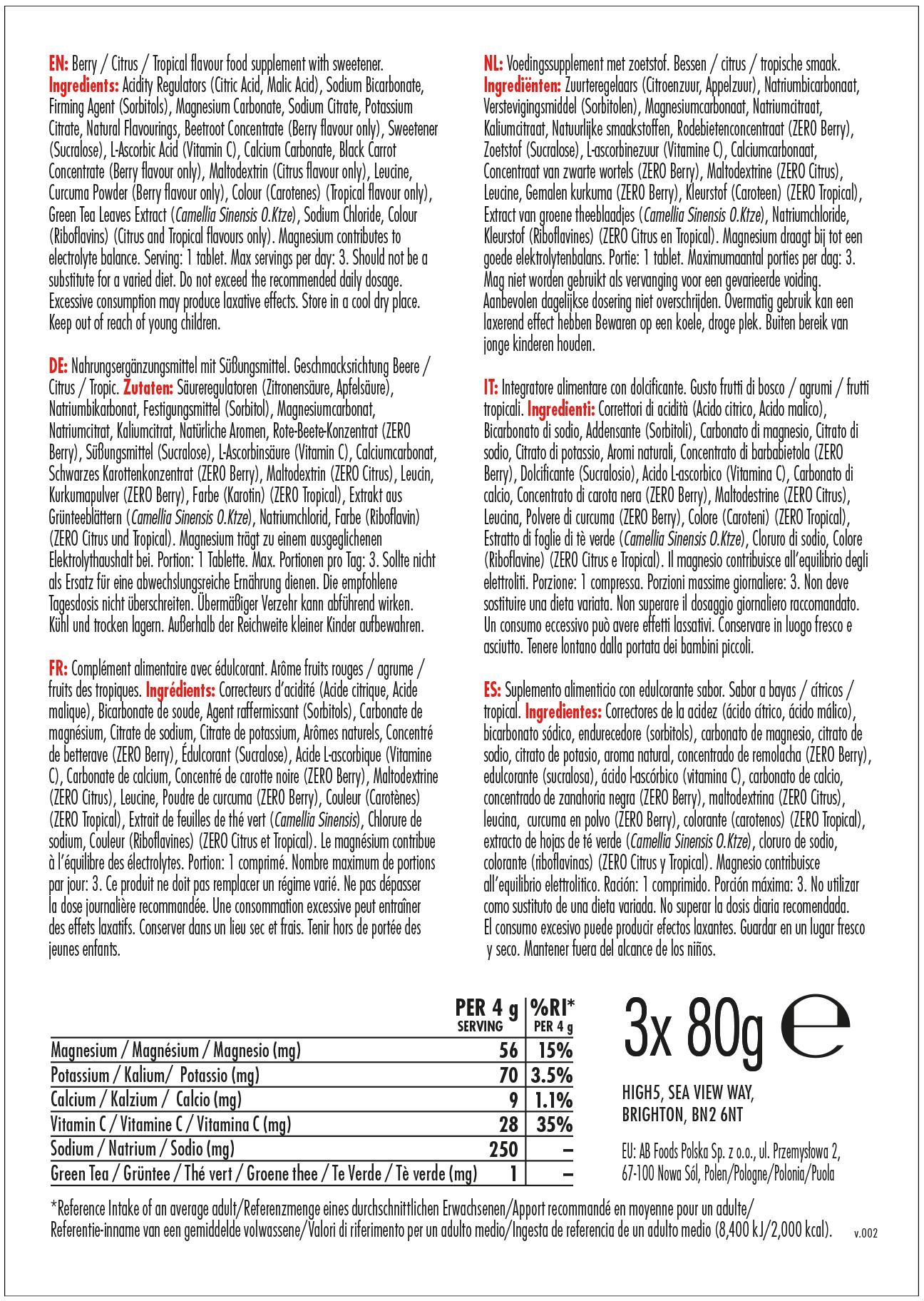 HIGH5 ZERO Triple Pack, 3 x20 Tablets