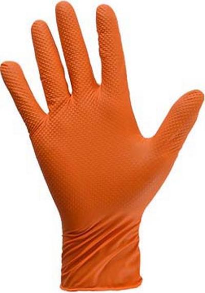 Keep Safe Diamond Texture Nitrile Disposable Gloves - Orange