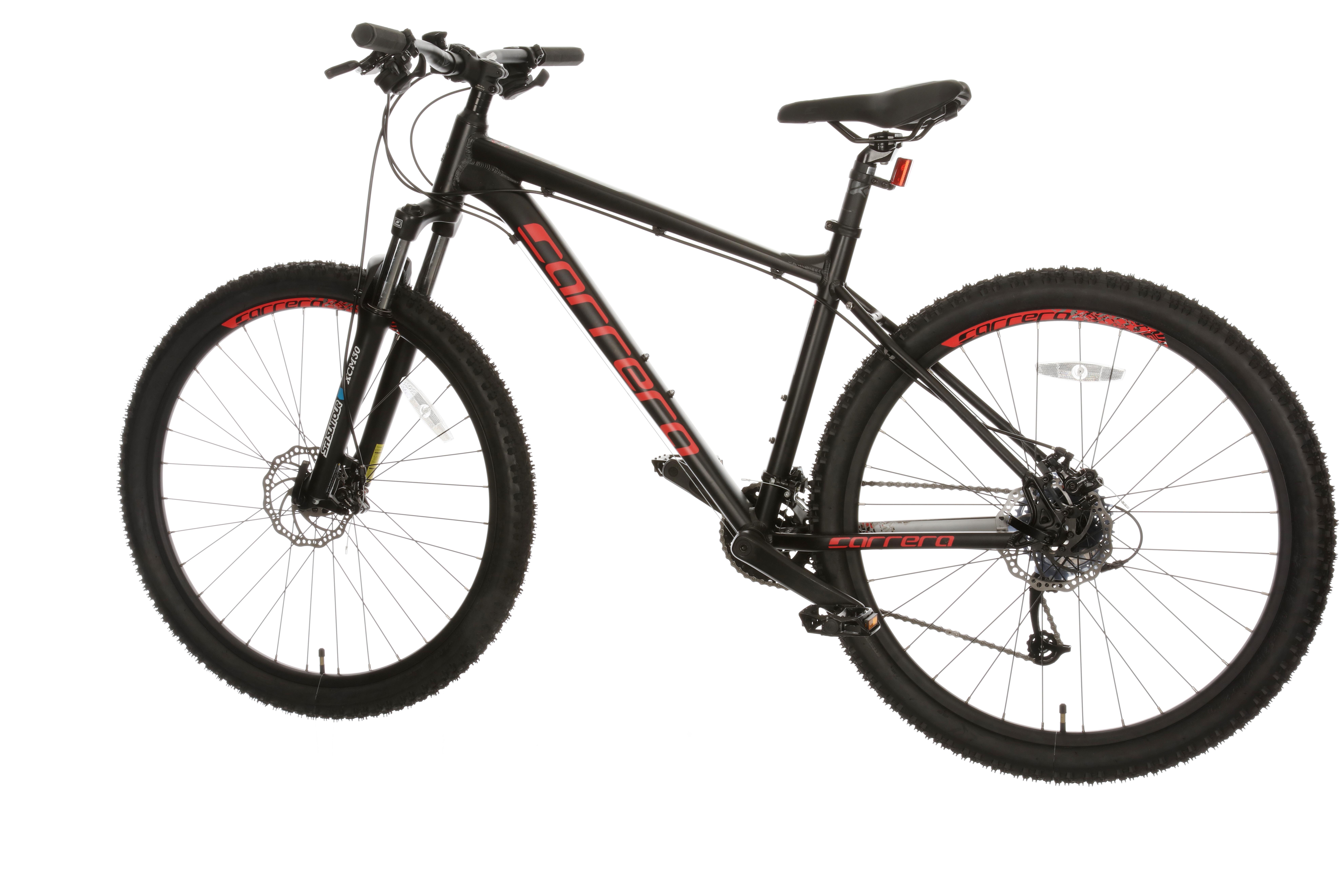 black and red carrera mountain bike