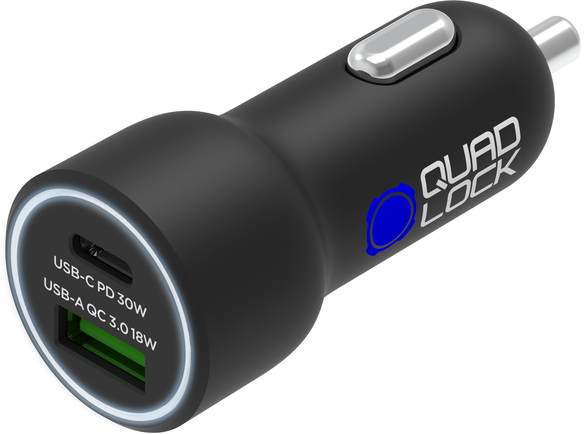 Quad Lock 48W Dual Car Charger - USB-C PD + USB-A QC3.0