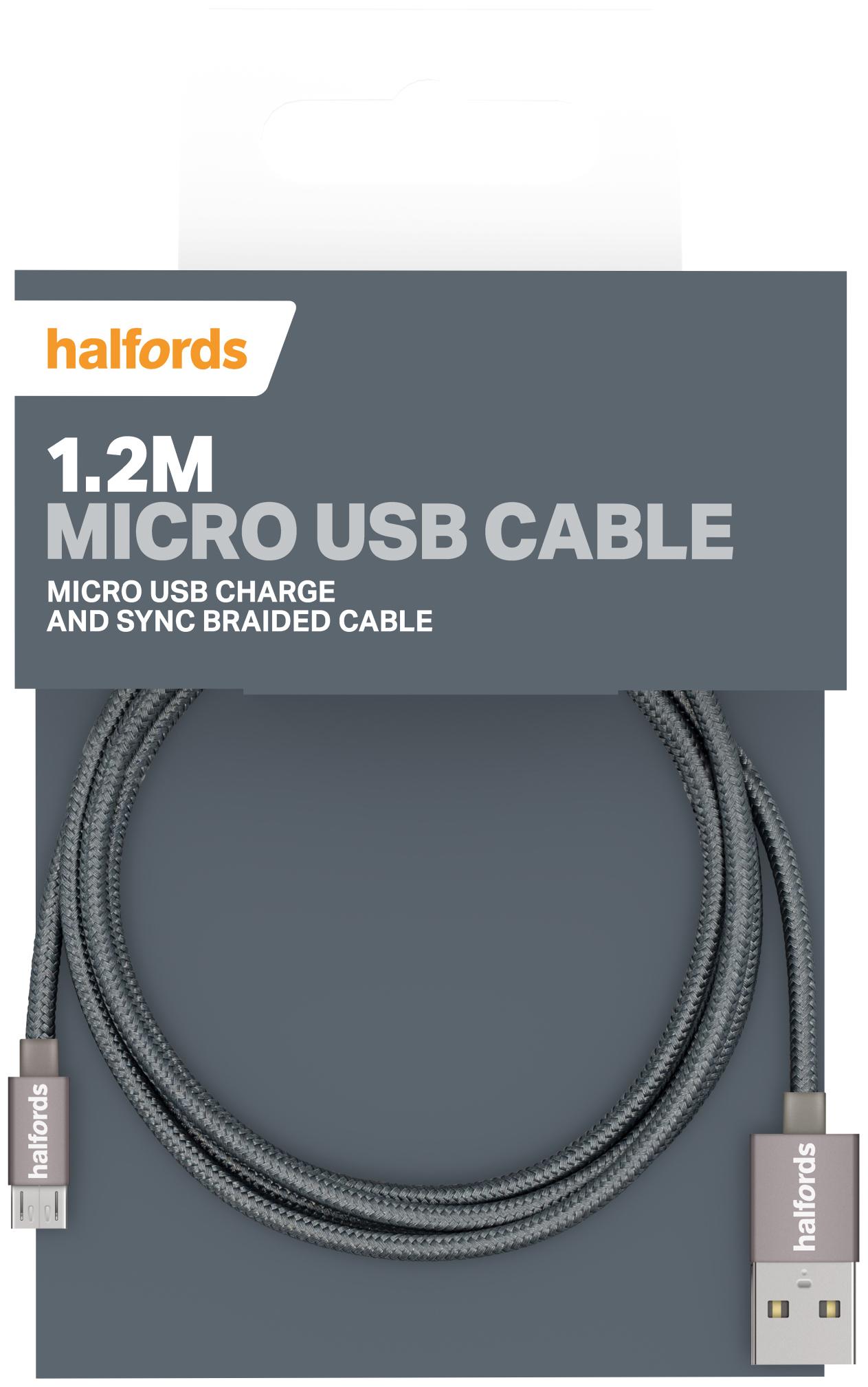 Halfords Micro USB Cable 1.2M