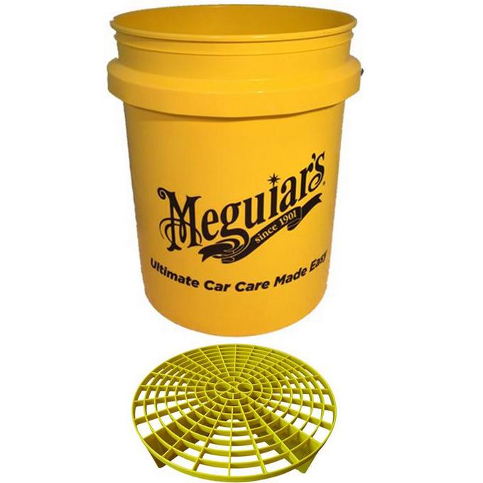 MEGUIARS RG203 Yellow 5 US Gallon Bucket with Luxurious Lambs Wool Wash Mitt 
