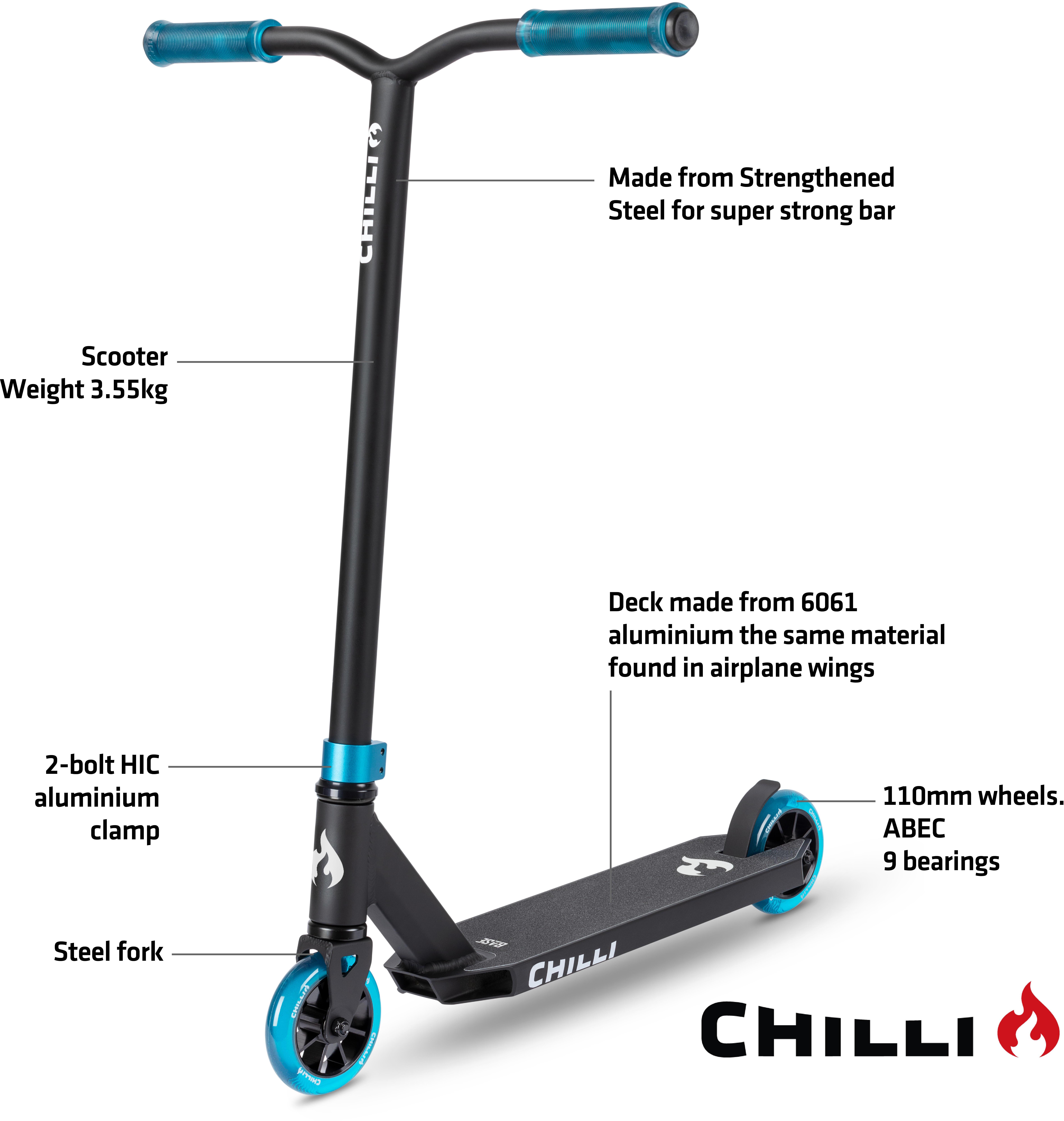 Chilli Base S Stunt Scooter: Blue