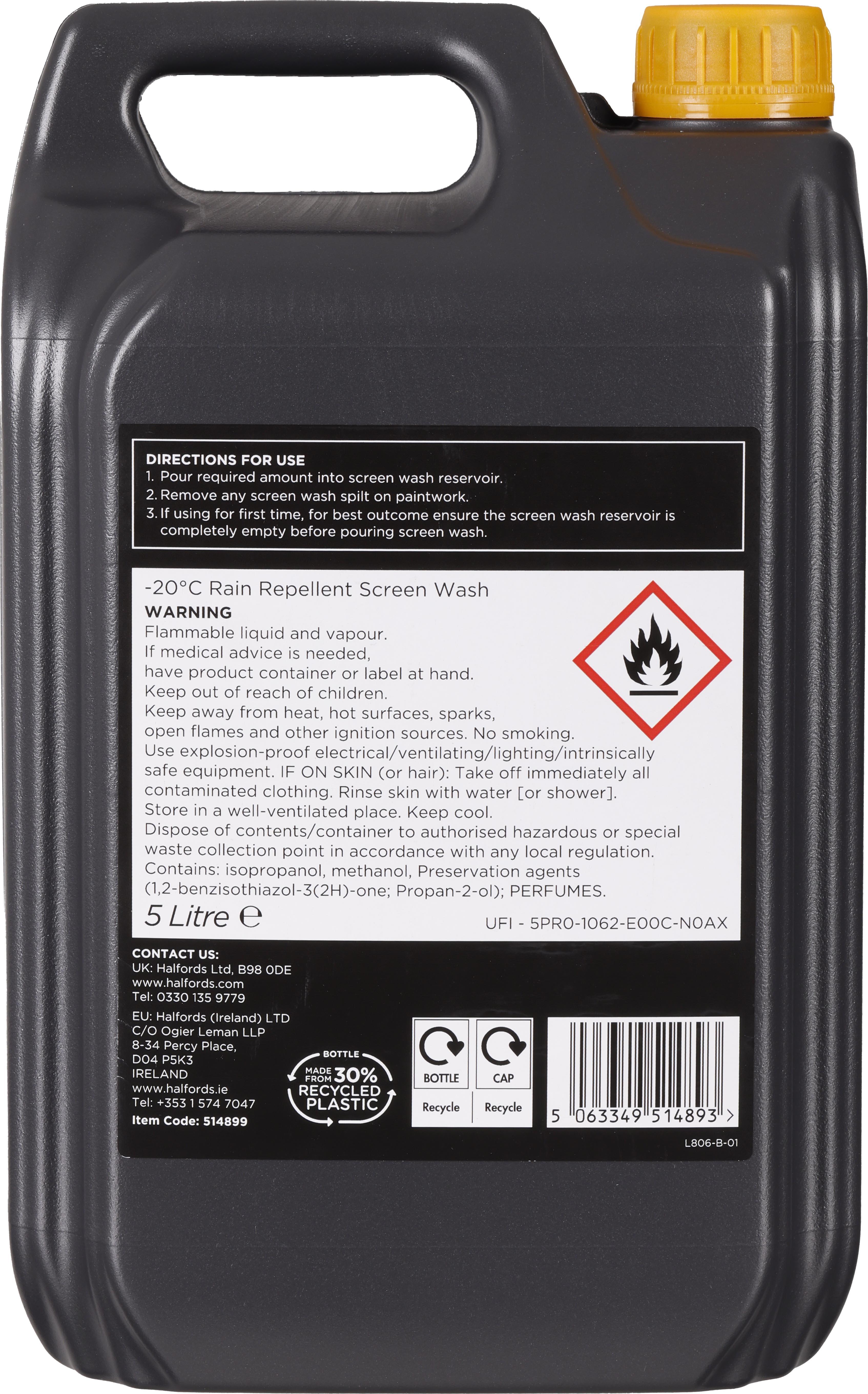 Halfords Advanced Black Cherry Rain Repellent -20°C Screenwash 5L