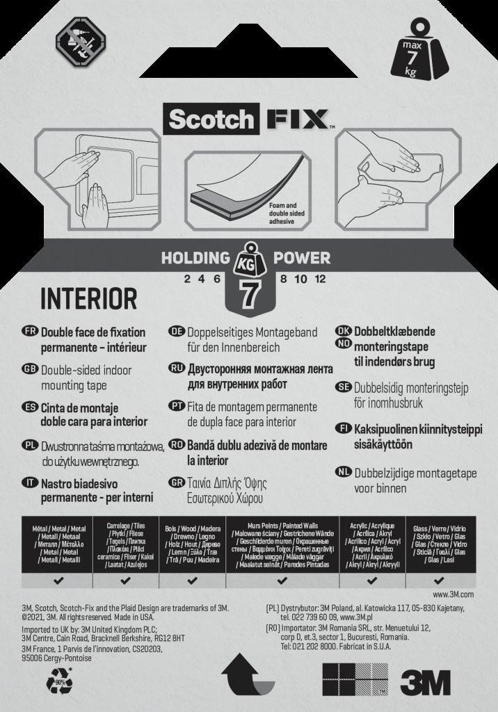 Scotch-FIX™ Dbl-Sided Int Mounting Tape