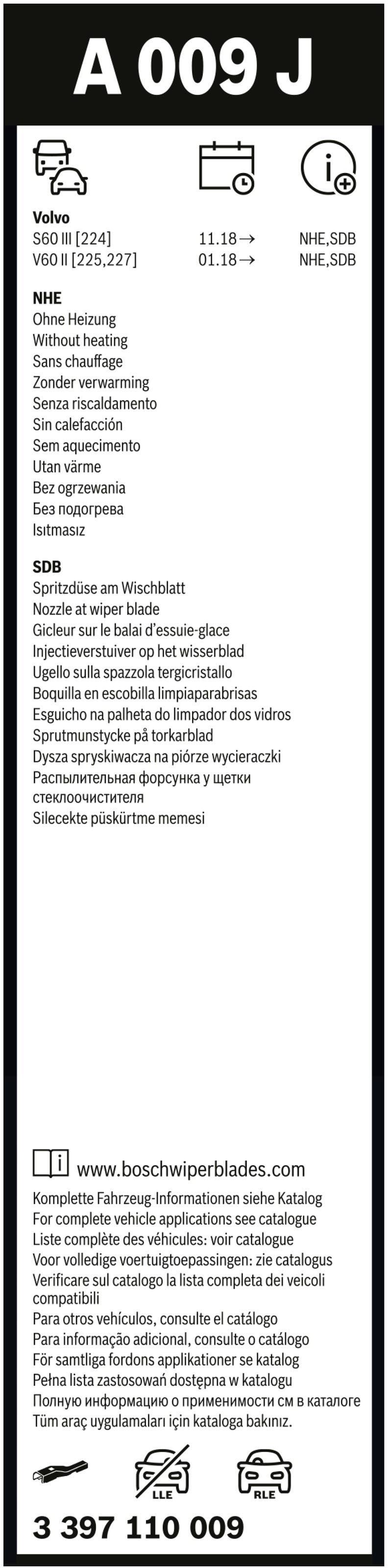 Bosch A009J Wiper Blades Aerotwin - Front Pair
