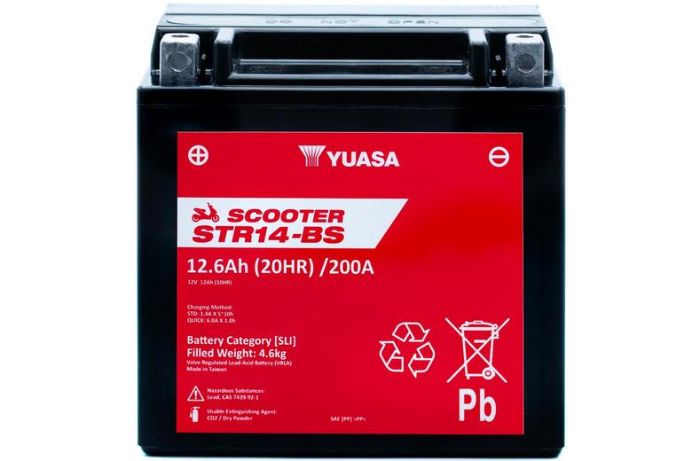 Yuasa STR14-BS 12V MF VRLA Scooter Battery Yuasa STR14-BS 12V MF VRLA Scooter Battery
