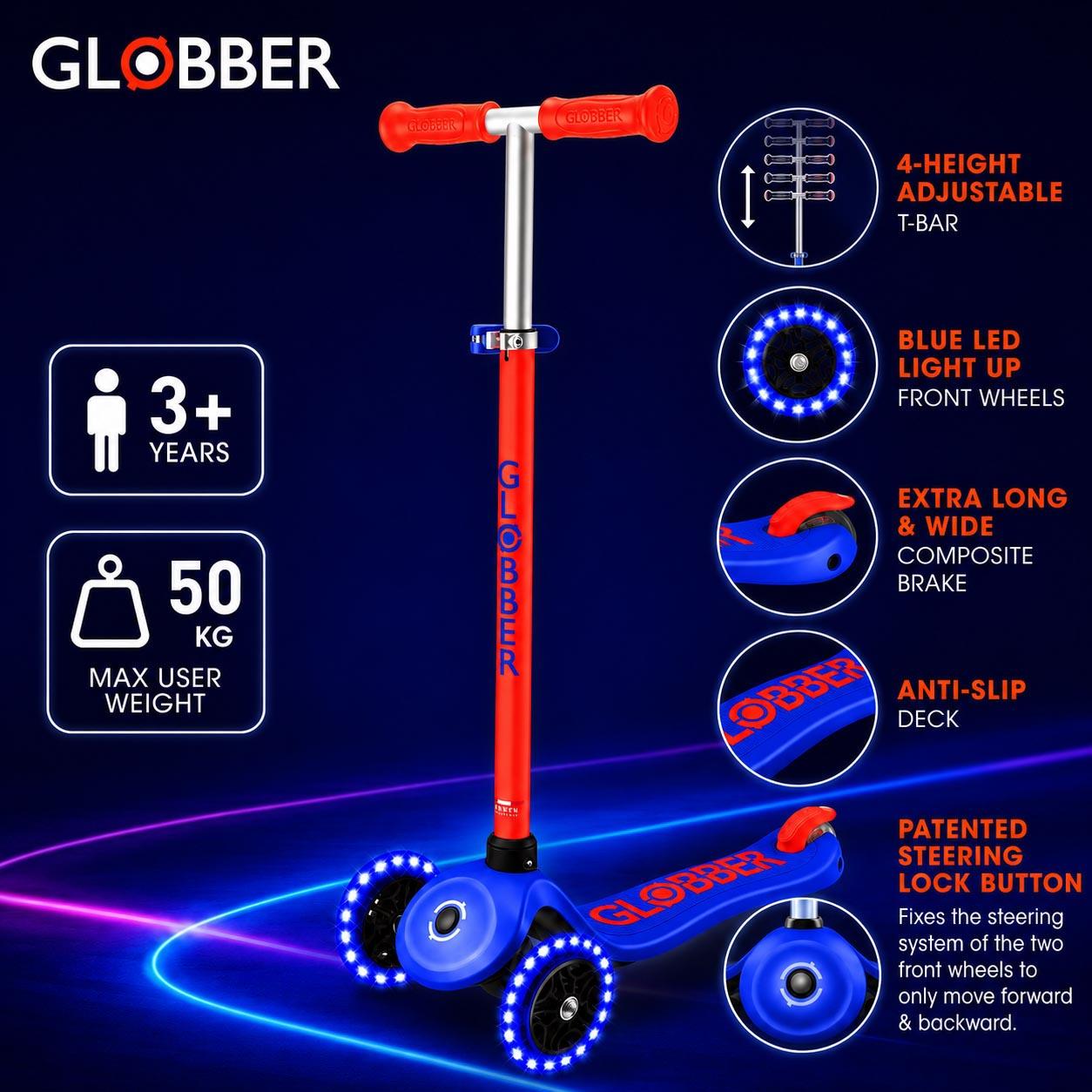 Globber Neon LED Scooter - Purple/Pink