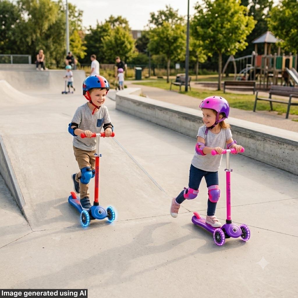 Globber Neon LED Scooter - Purple/Pink
