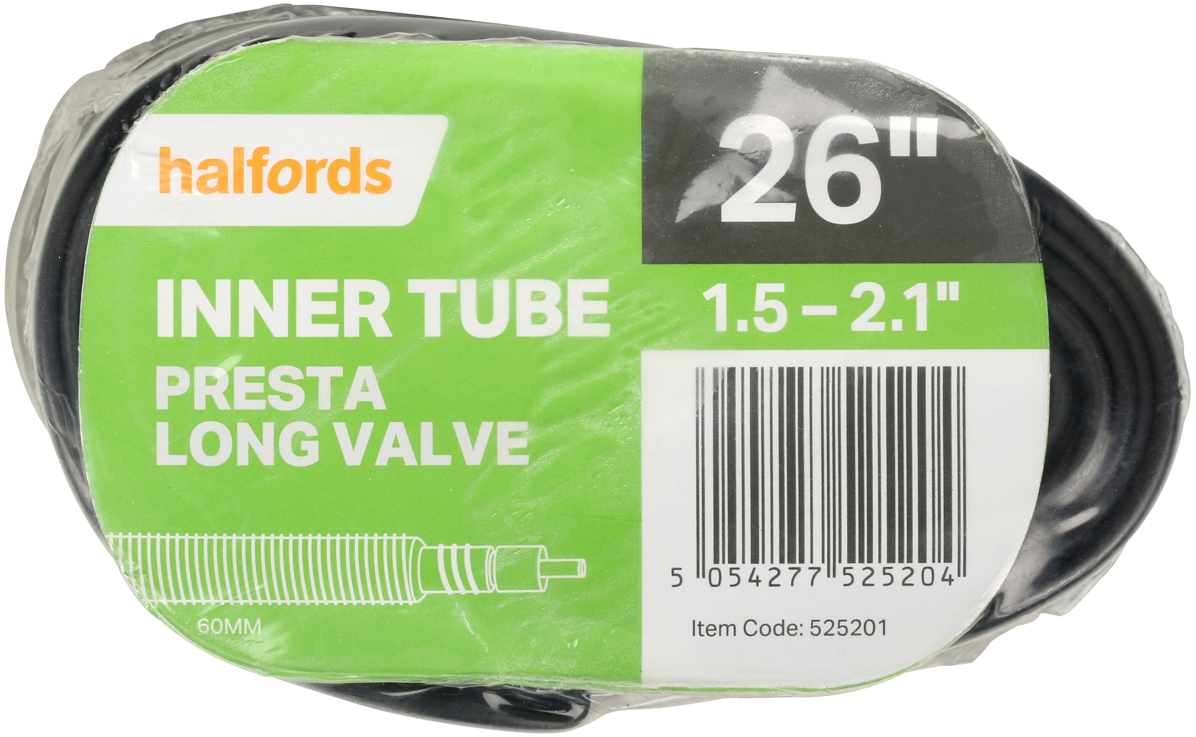 Halfords Presta Bike Inner Tube - 26 X 1.5 - 2.1 - Long Valve