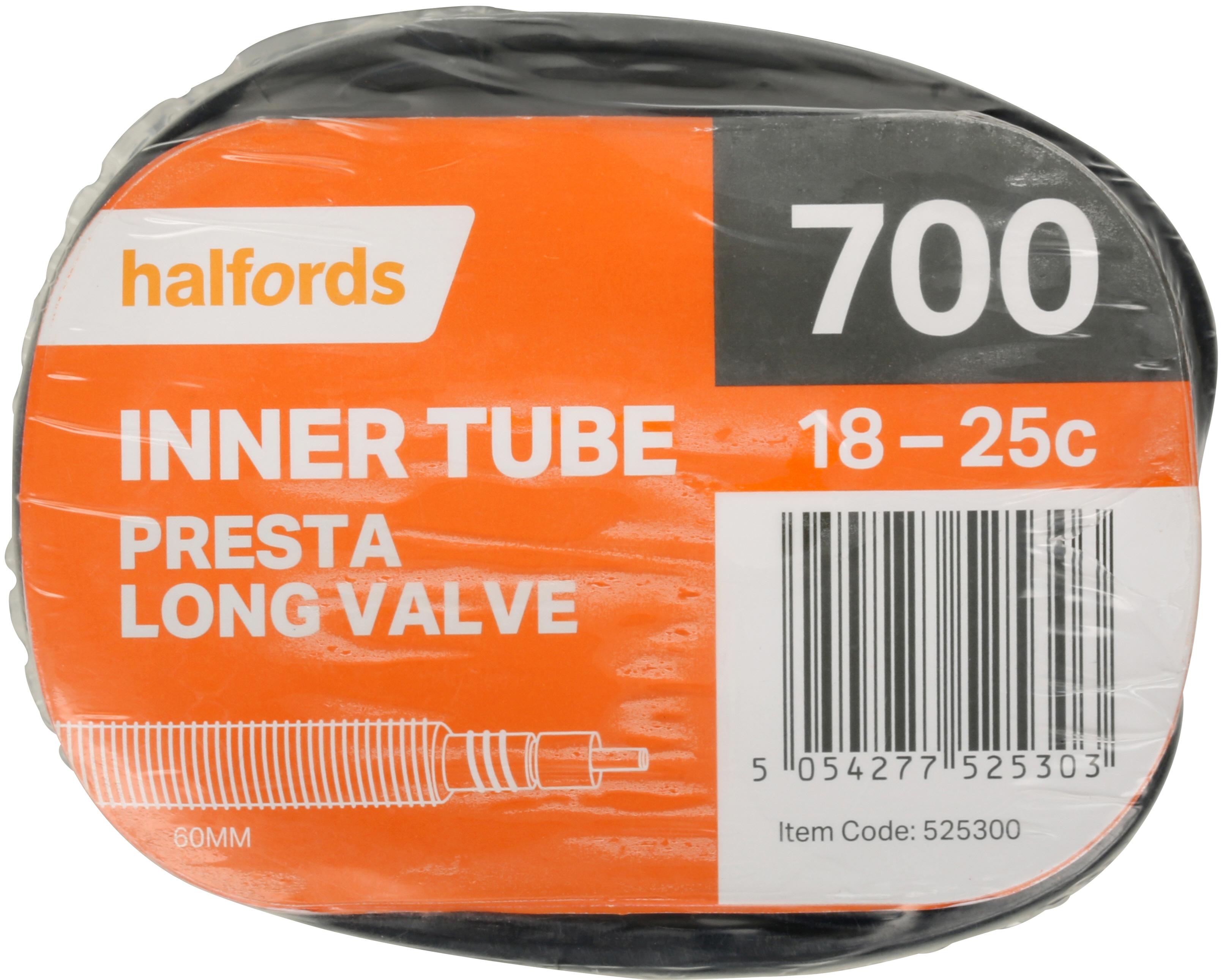 Halfords Presta Bike Inner Tube, 700C X 18 - 25C, Long Valve