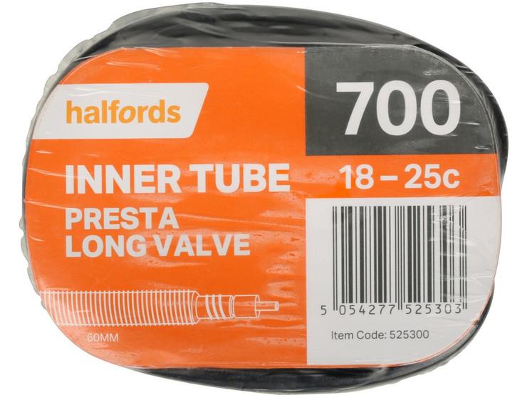 Halfords Presta Bike Inner Tube, 700c x 18 - 25c, Long Valve