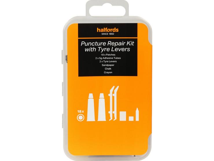 Halfords Essentials Puncture Repair Kit with Tyre Levers - Large