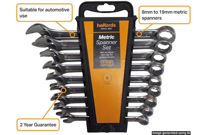 Halfords Metric Spanner Set 9 Pieces Halfords Metric Spanner Set 9 Pieces