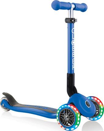 Globber Junior Foldable Lights Kids Scooter - Navy Blue