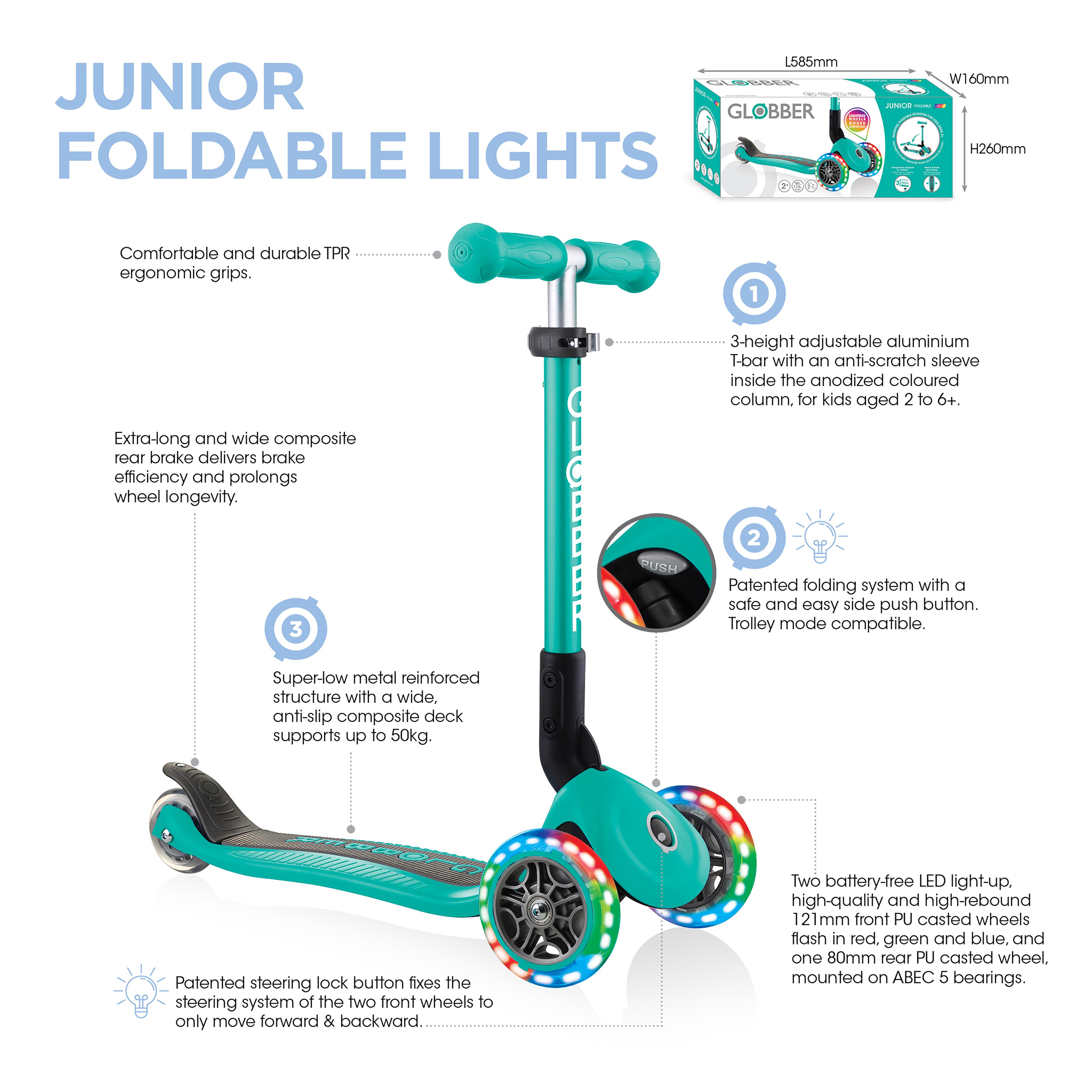 Globber Junior Foldable Lights Kids Scooter
