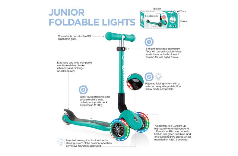Globber Junior Foldable Lights Kids Scooter Globber Junior Foldable Lights Kids Scooter