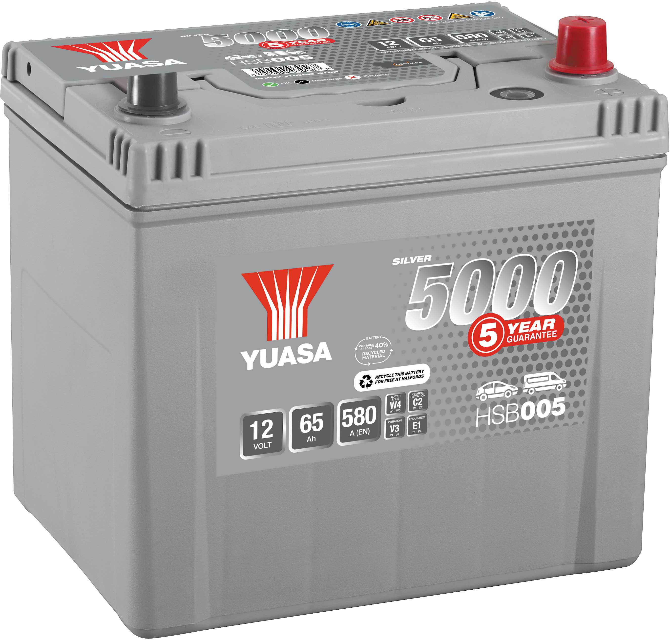 Yuasa Hsb005 Silver 12V Car Battery 5 Year Guarantee