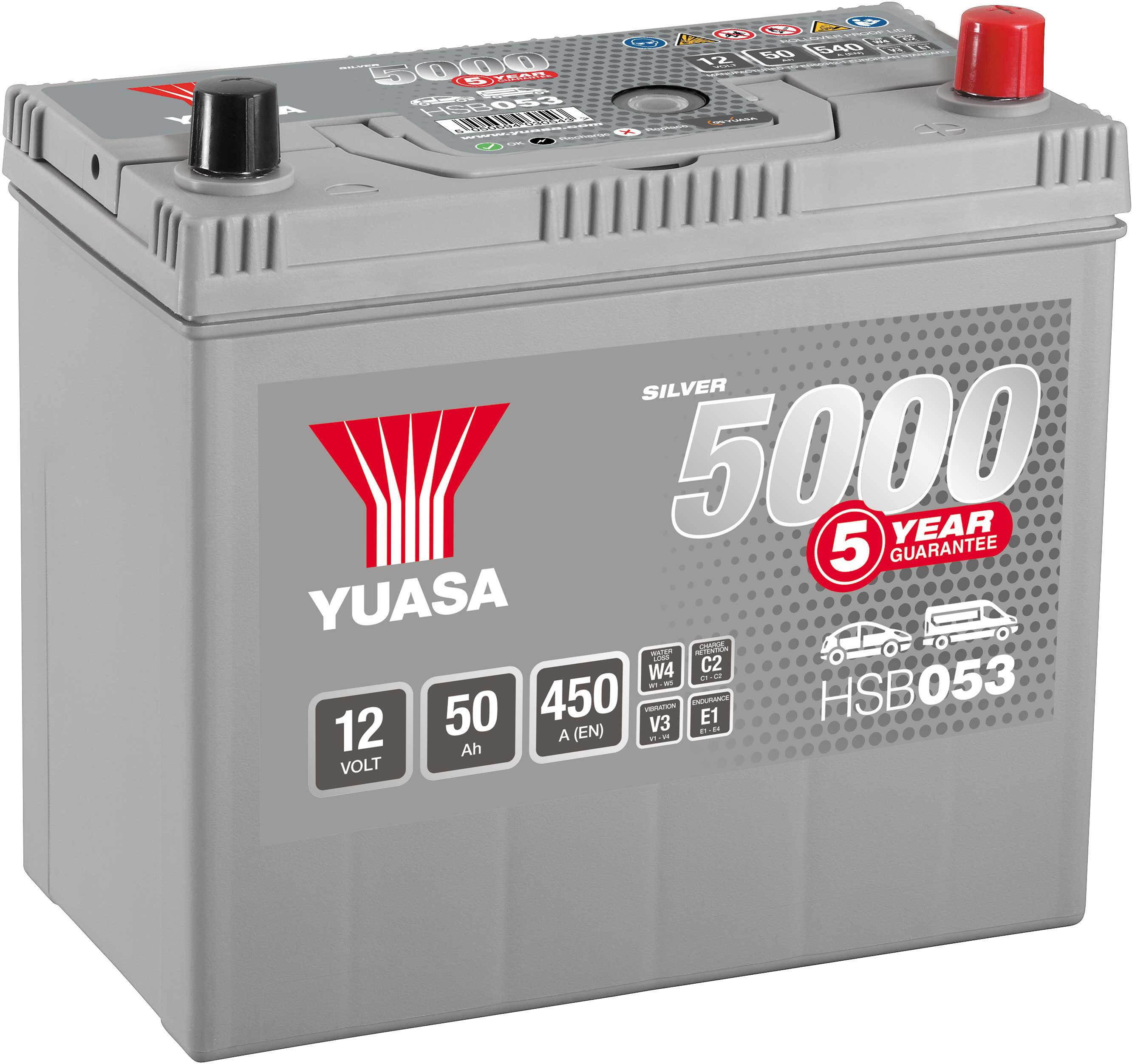 Yuasa Hsb053 Silver 12V Car Battery 5 Year Guarantee