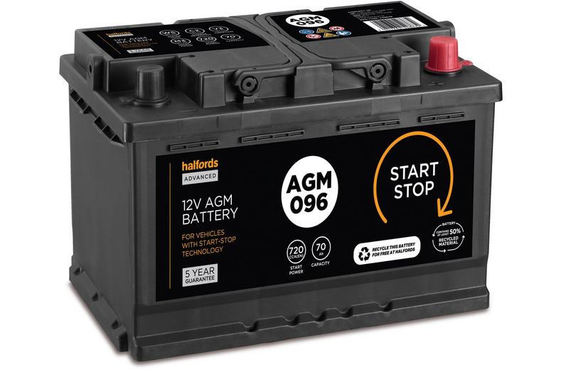 Halfords AGM096 Start/Stop 12V Car Battery 5 Year Guarantee Halfords AGM096 Start/Stop 12V Car Battery 5 Year Guarantee