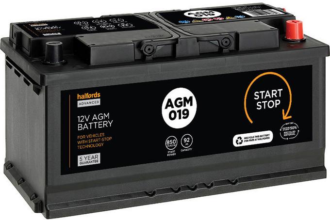 Halfords AGM019 Start/Stop 12V Car Battery 5 Year Guarantee