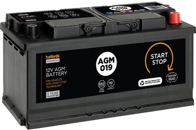 Halfords AGM019 Start/Stop 12V Car Battery 5 Year Guarantee Halfords AGM019 Start/Stop 12V Car Battery 5 Year Guarantee