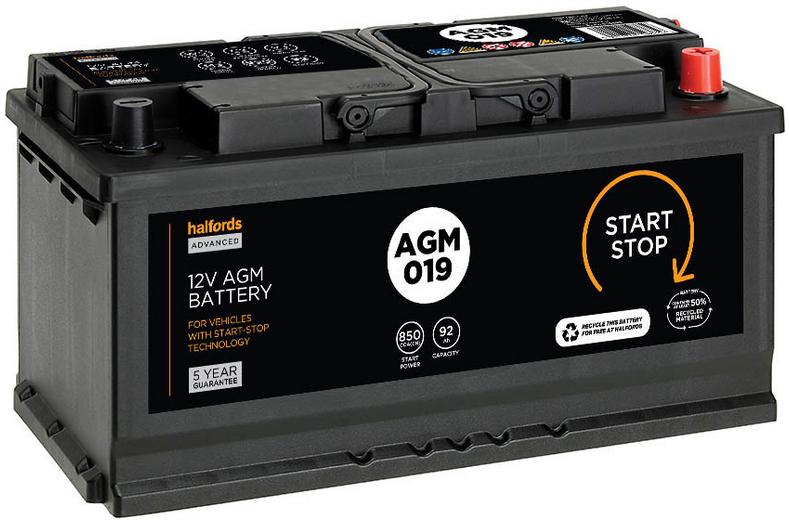 Halfords AGM019 Start/Stop 12V Car Battery 5 Year Guarantee Halfords AGM019 Start/Stop 12V Car Battery 5 Year Guarantee