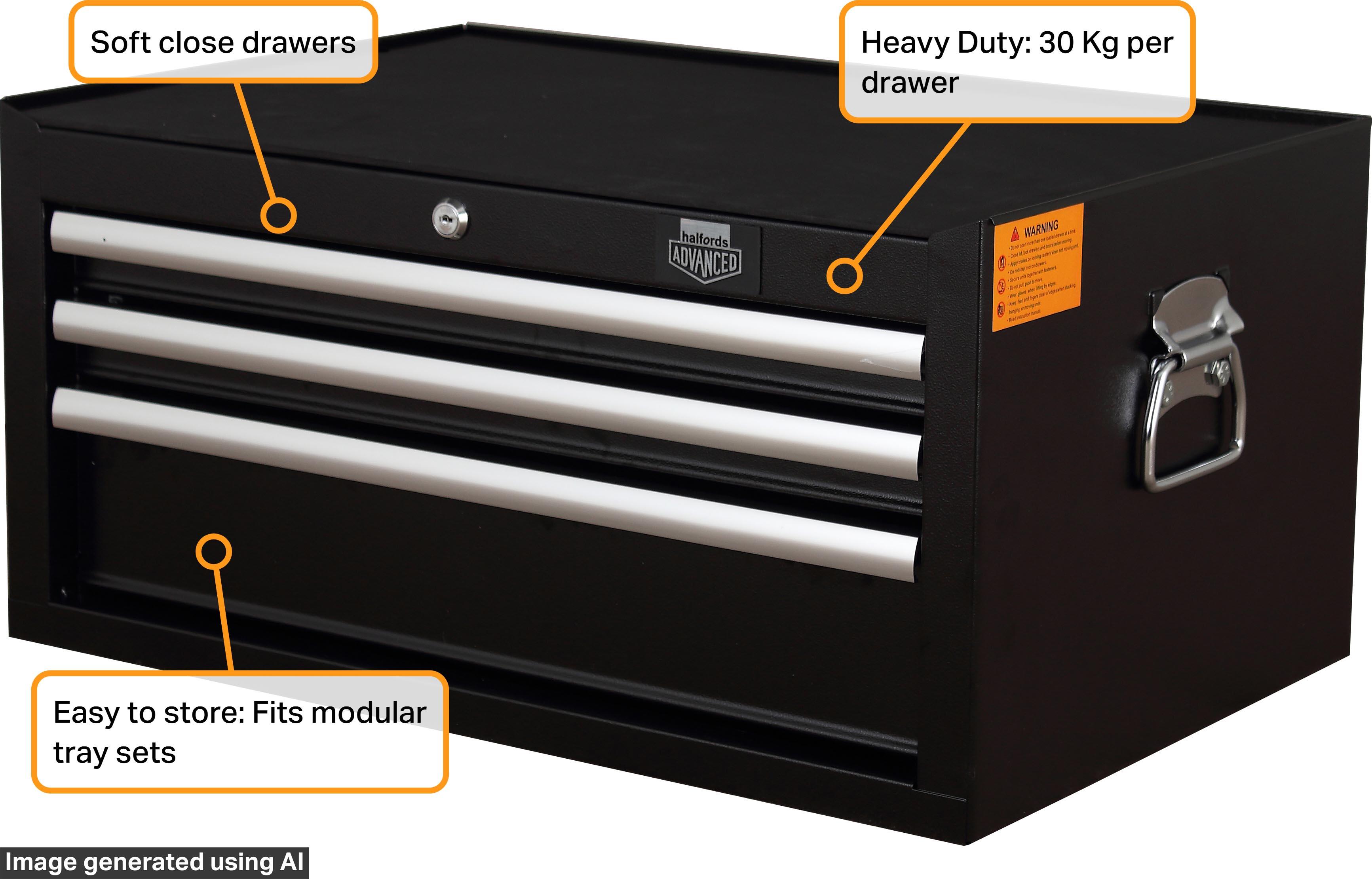 Halfords Advanced 3 Drawer Middle Chest - Black
