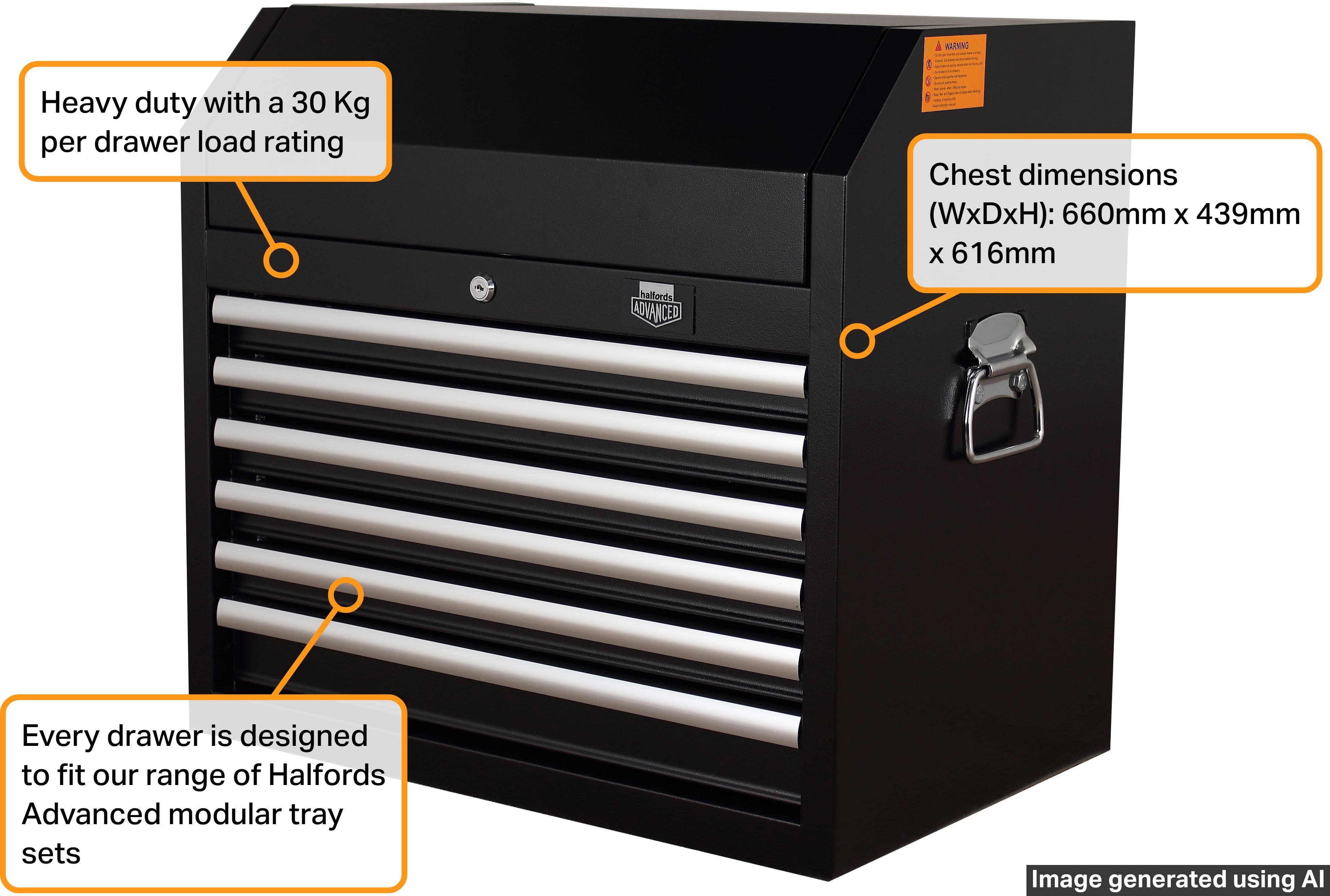Halfords Advanced 6 Drawer Tool Chest - Black
